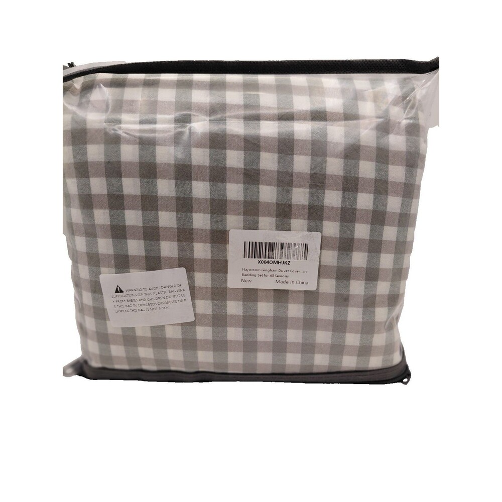 Gingham Duvet Cover Queen Brown, Cream and Green